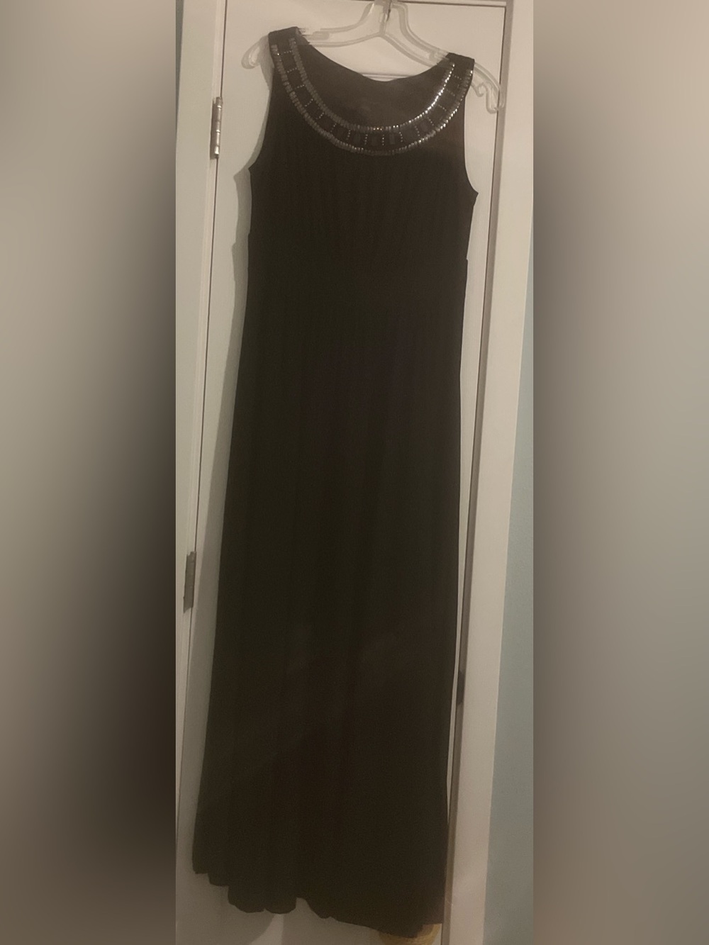 Forever 21 Elegant Black Beaded Neckline Sleeveless Maxi Dress